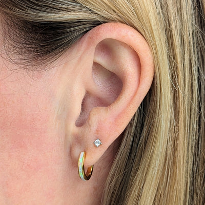 gold plated opal hoop earrings