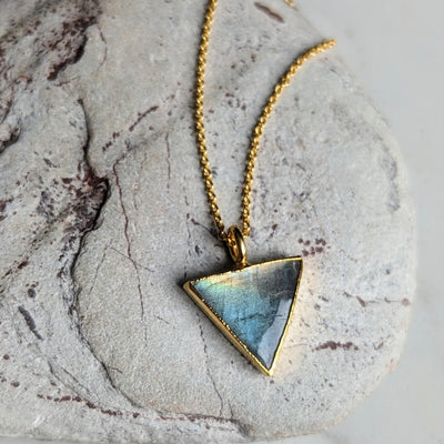 gold labradorite triangular charm pendant necklace
