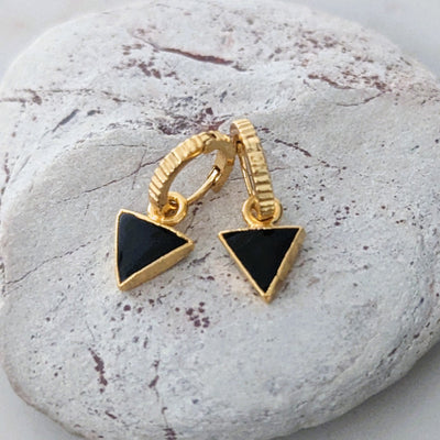 The Triangle Black Tourmaline Earrings