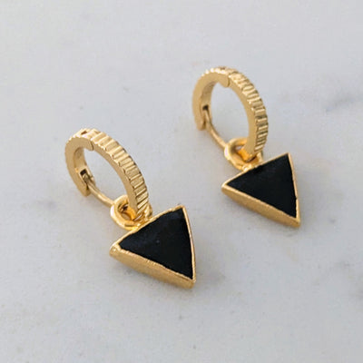 The Triangle Black Tourmaline Earrings