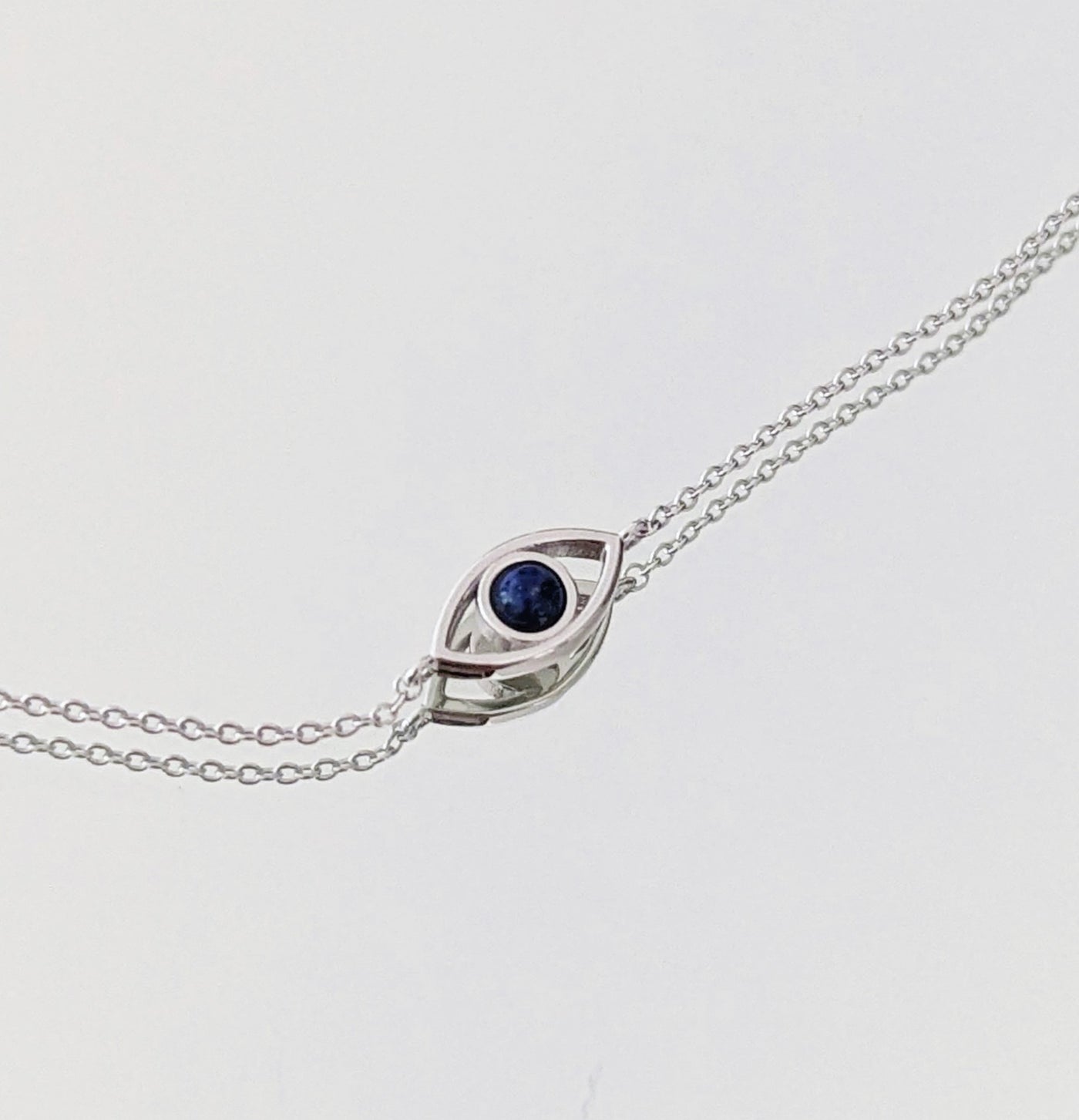 sterling silver and lapis lazuli evil eye bracelet
