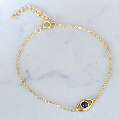 gold vermeil and lapis lazuli evil eye bracelet