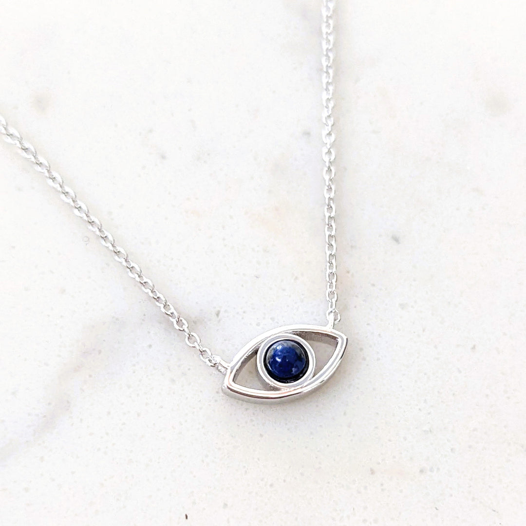 sterling silver and lapis lazuli evil eye necklace