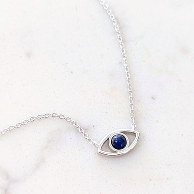 sterling silver and lapis lazuli evil eye necklace