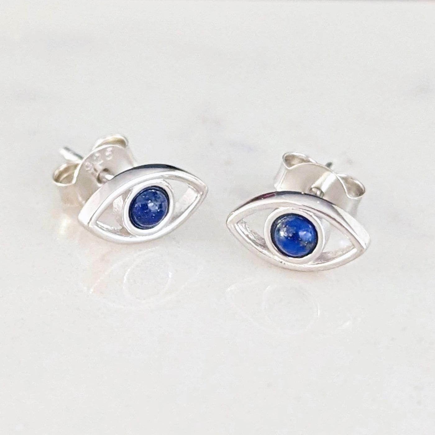 Evil Eye Stud Earrings - Lapis Lazuli & Sterling Silver