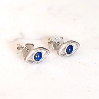 Evil Eye Stud Earrings - Lapis Lazuli & Sterling Silver