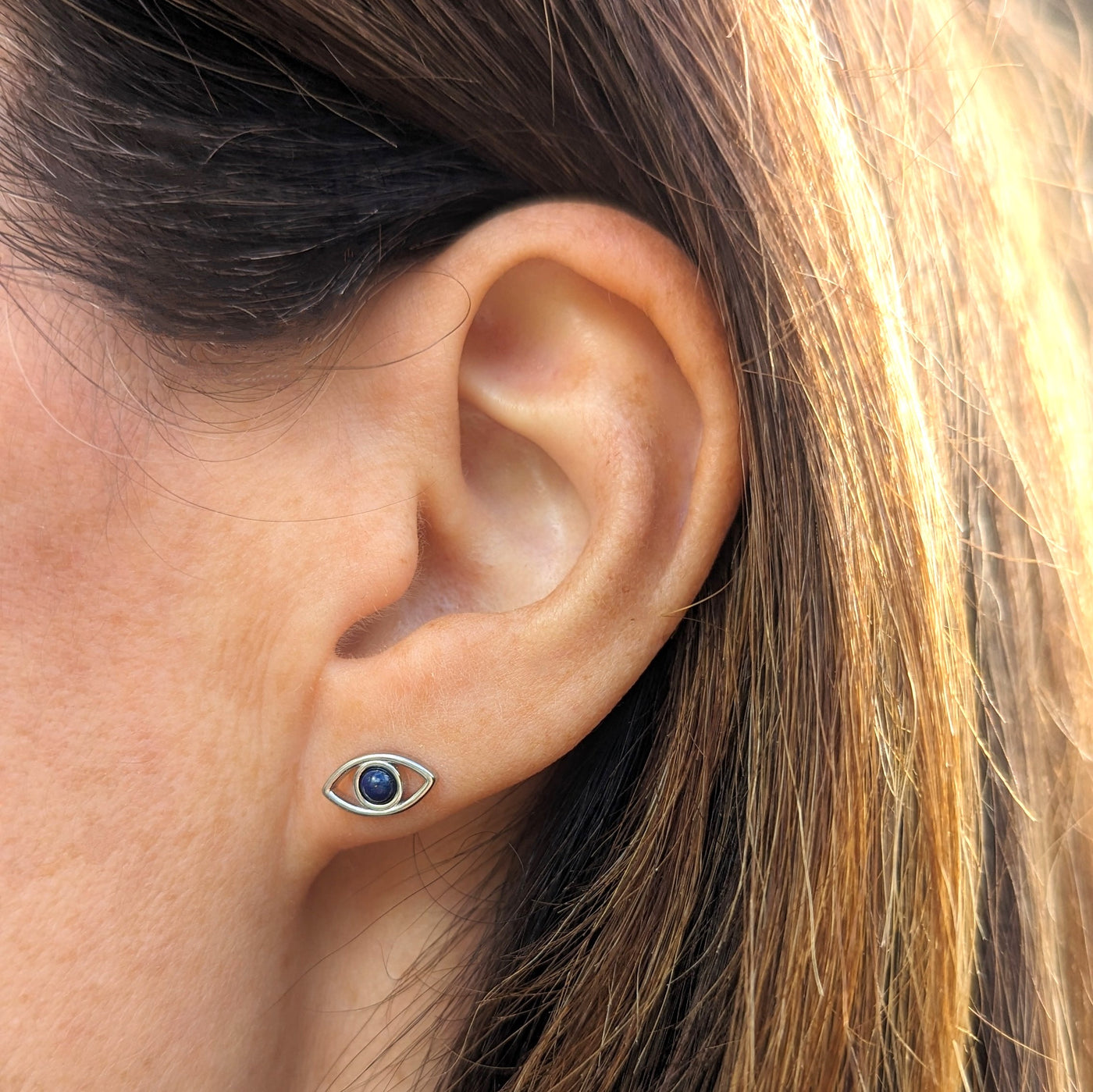 Evil Eye Stud Earrings - Lapis Lazuli & Sterling Silver