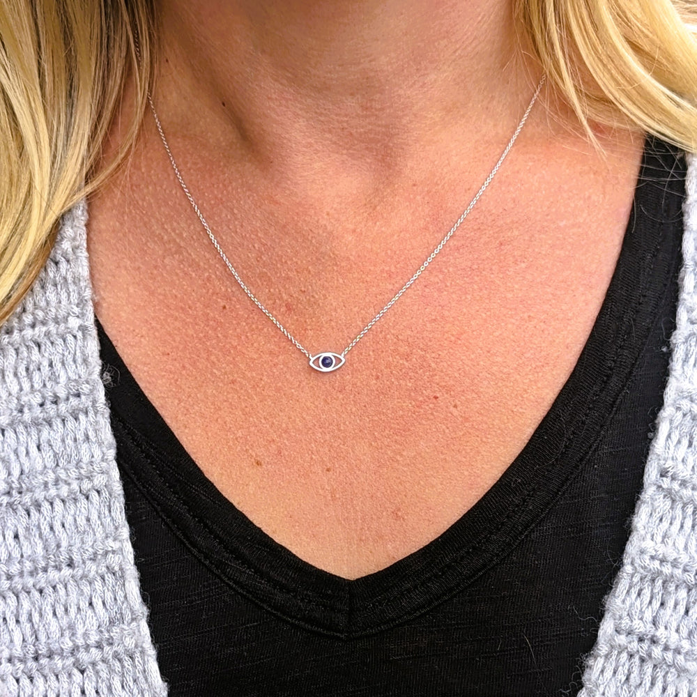 sterling silver and lapis lazuli evil eye necklace