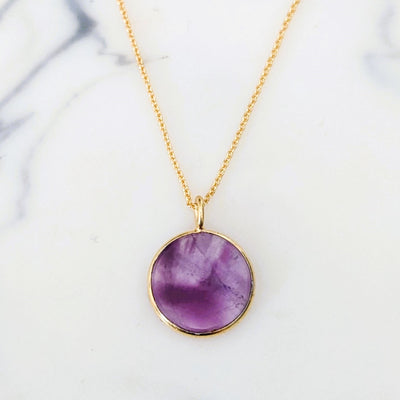 gold amethyst February birthstone pendant necklace