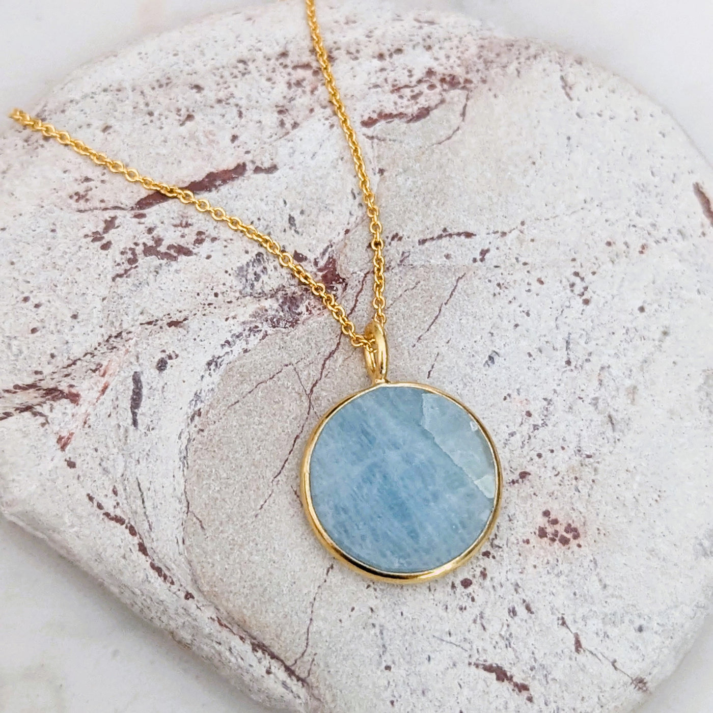 The Circle Aquamarine March Birthstone Necklace | Happiness & Tranquility