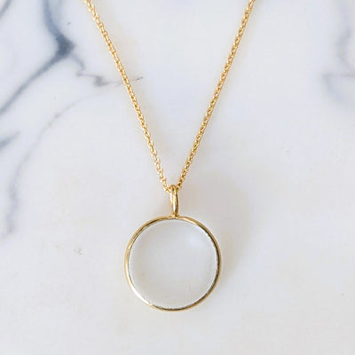 gold clear quartz april birthstone necklace
