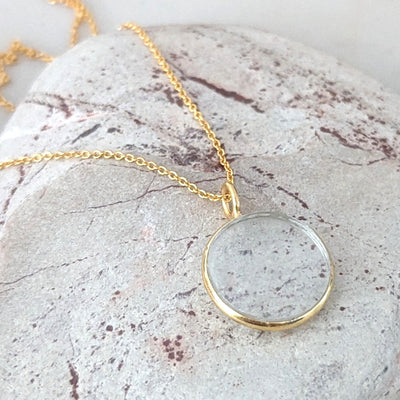 gold clear quartz april birthstone necklace