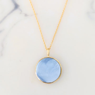 blue opal October birthstone pendant necklace