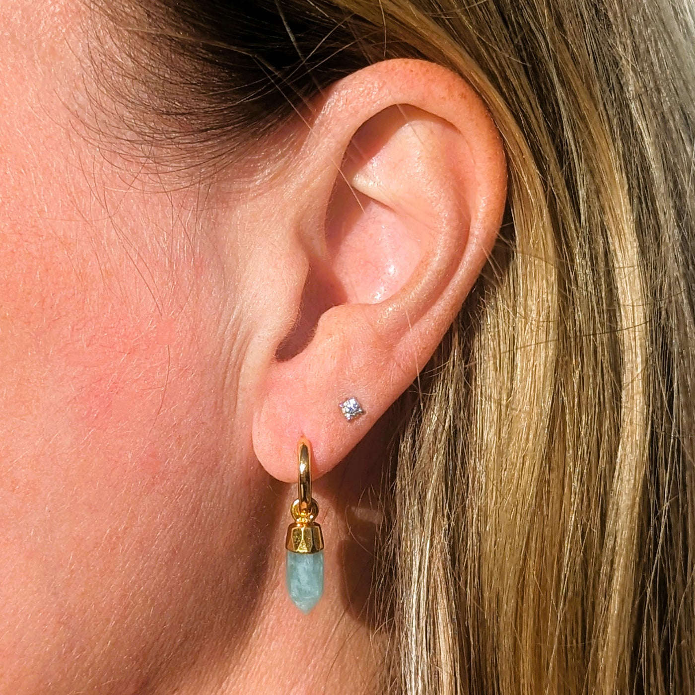 amazonite spike charm hoop earrings