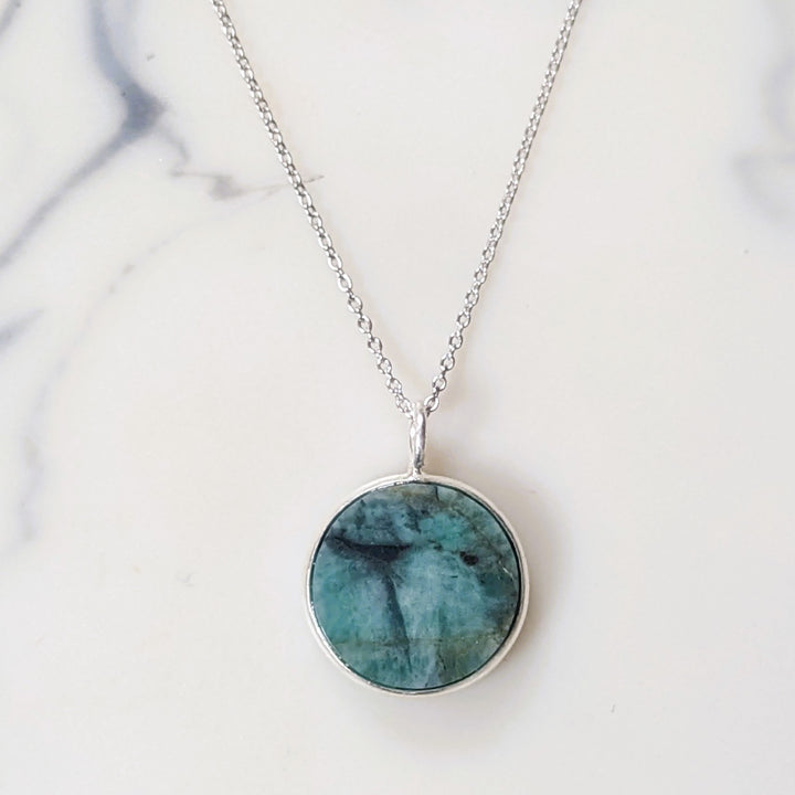 sterling silver emerald May birthstone necklace
