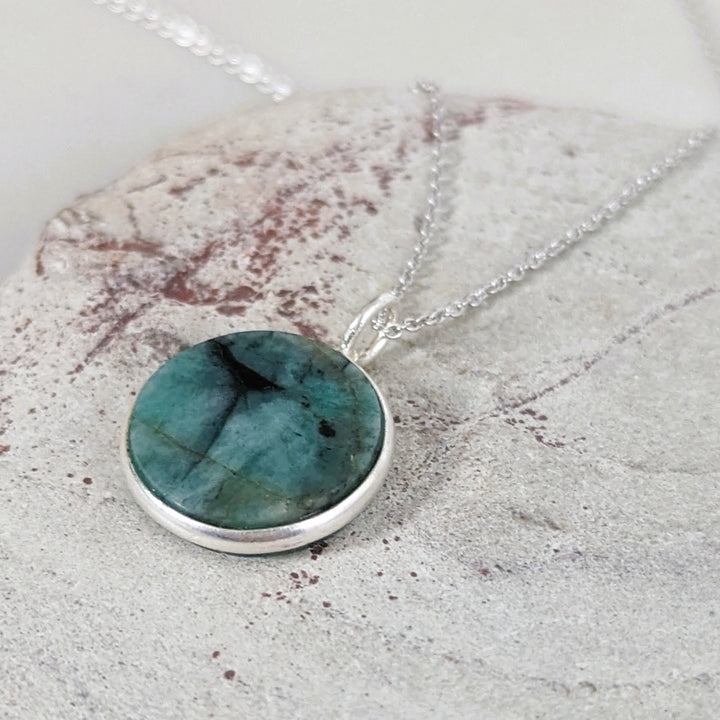 sterling silver emerald May birthstone necklace