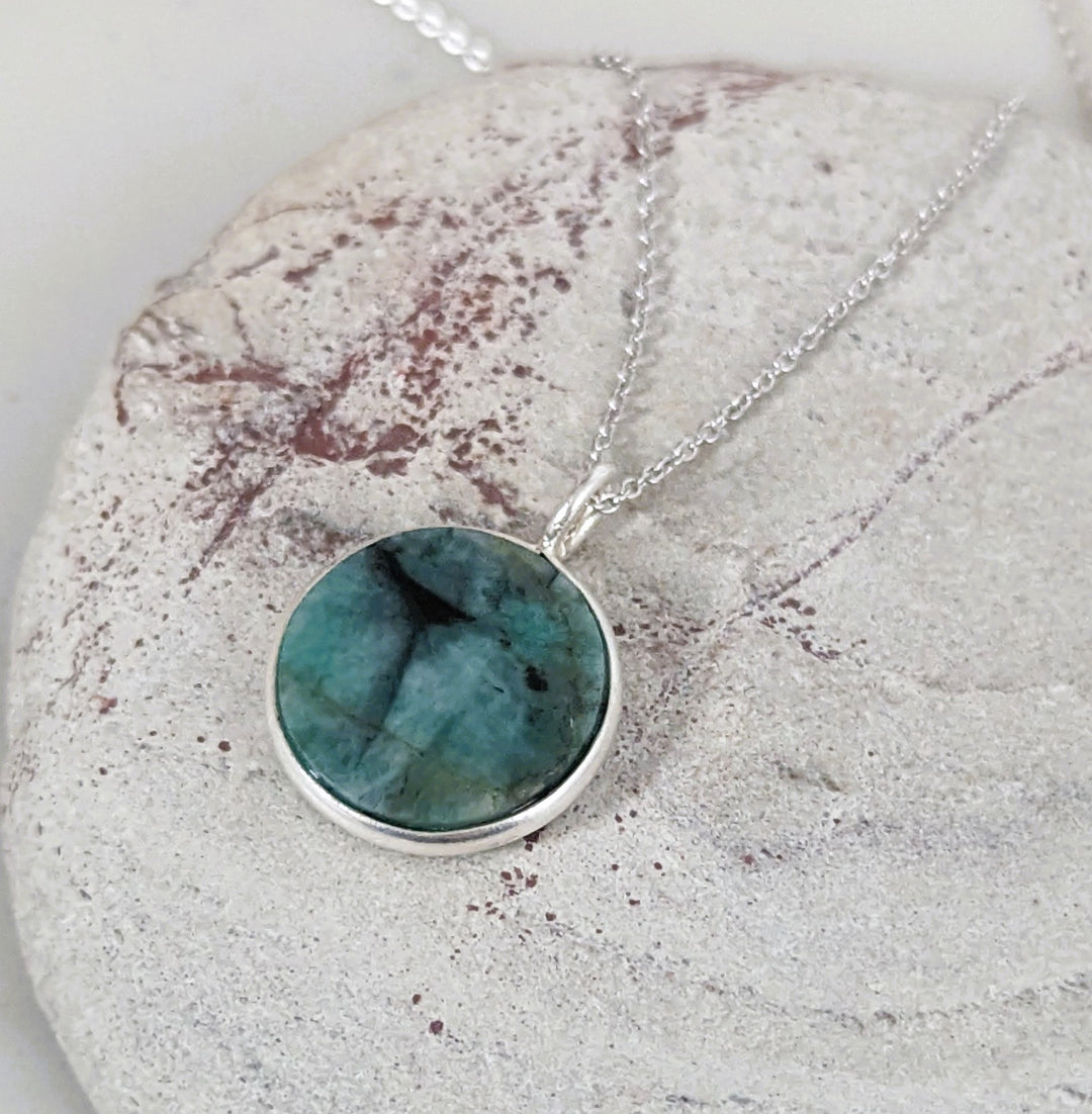sterling silver emerald May birthstone necklace