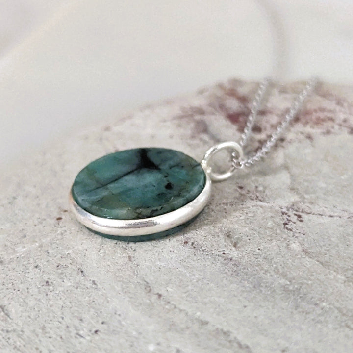 sterling silver emerald May birthstone necklace