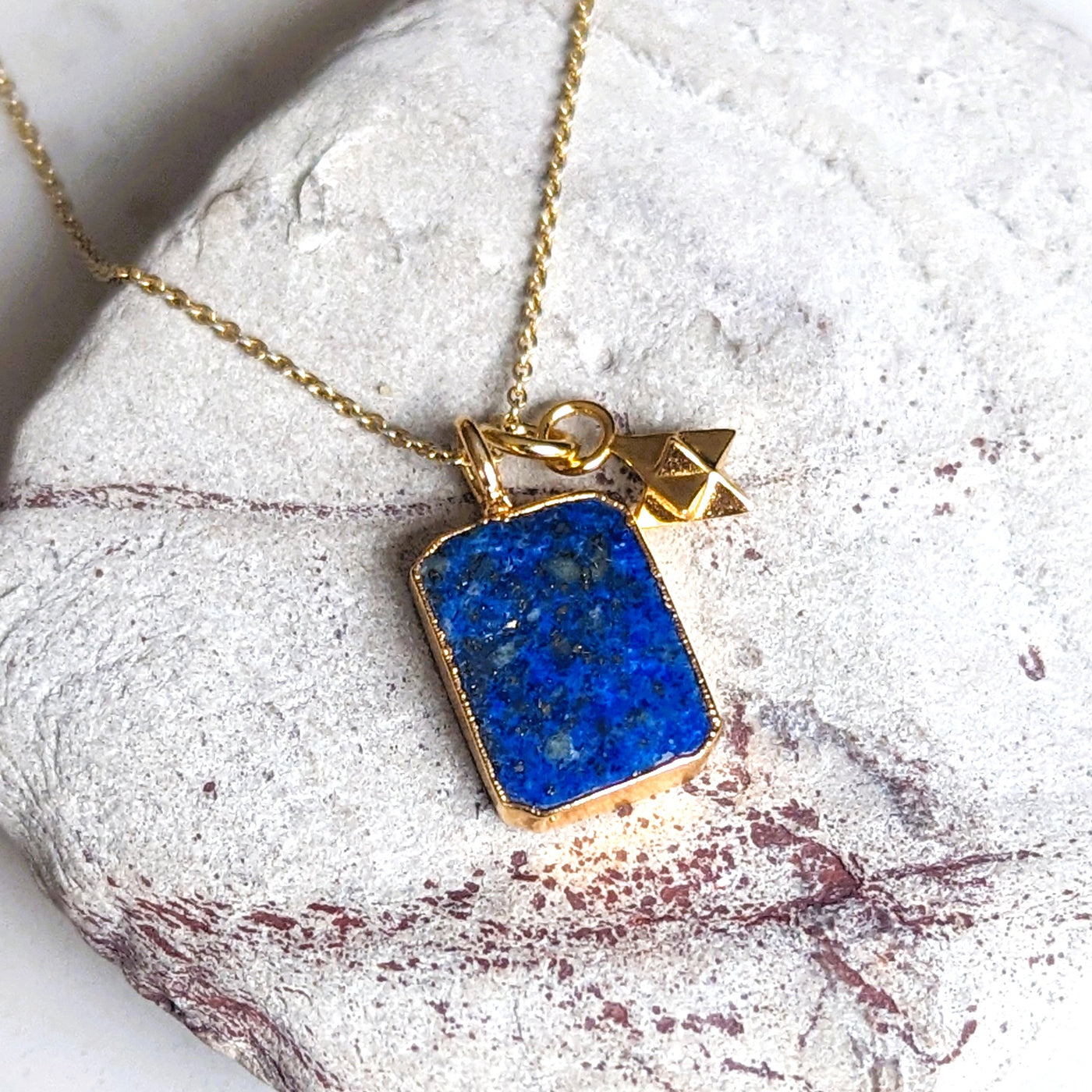 lapis lazuli and tetrahedron star pendant necklace