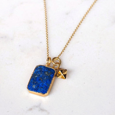 lapis lazuli and tetrahedron star pendant necklace