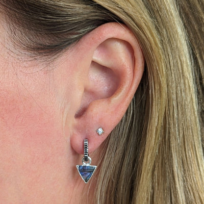 The Triangle Labradorite Gemstone Hoop Earrings - Sterling Silver