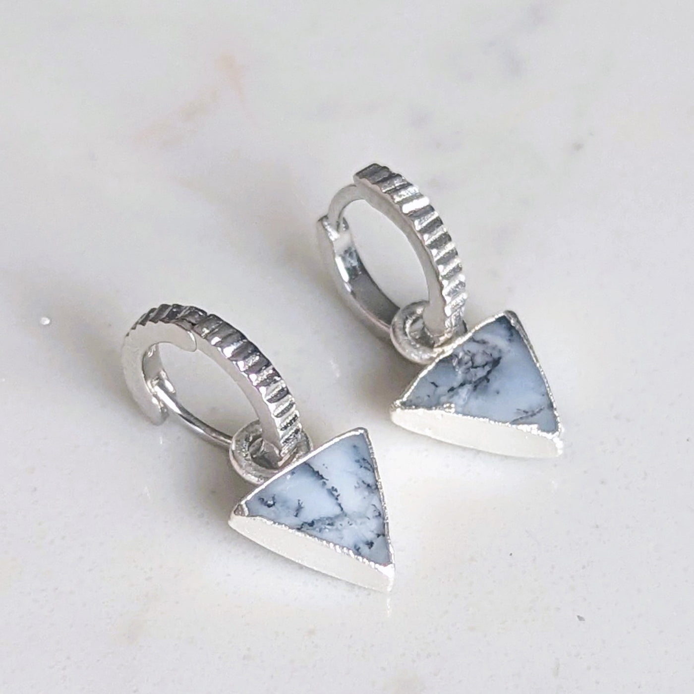 The Triangle Dendritic Agate Earrings