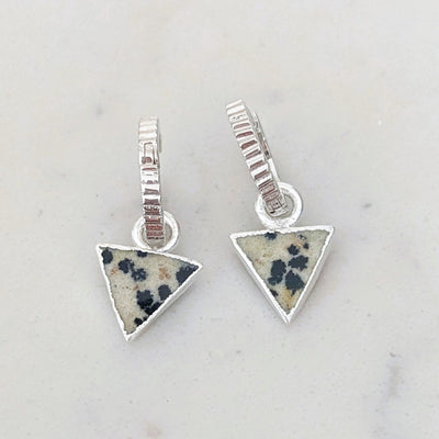 The Triangle Dalmatian Jasper Gemstone Hoop Earrings - Sterling Silver