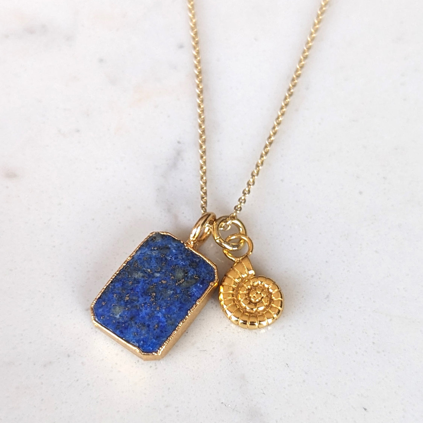The Duo Lapis Lazuli Necklace - 18ct Gold Plated