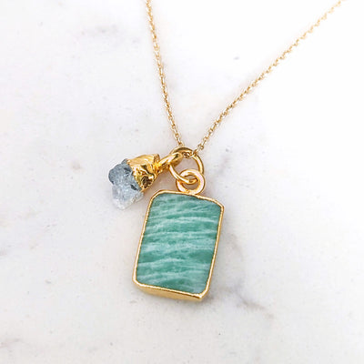 The Duo Amazonite Necklace - 18ct Gold Plated