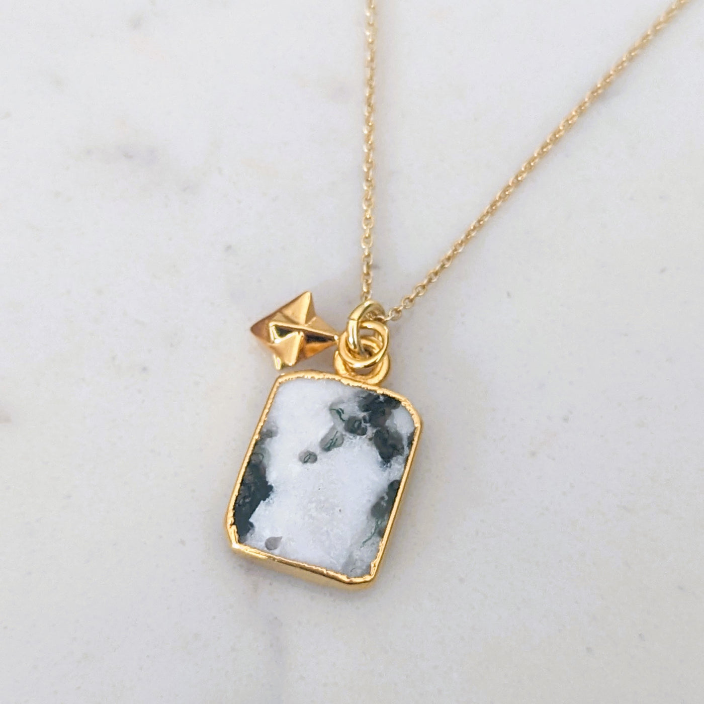 The Duo Tree Agate Necklace - 18ct Gold Plated