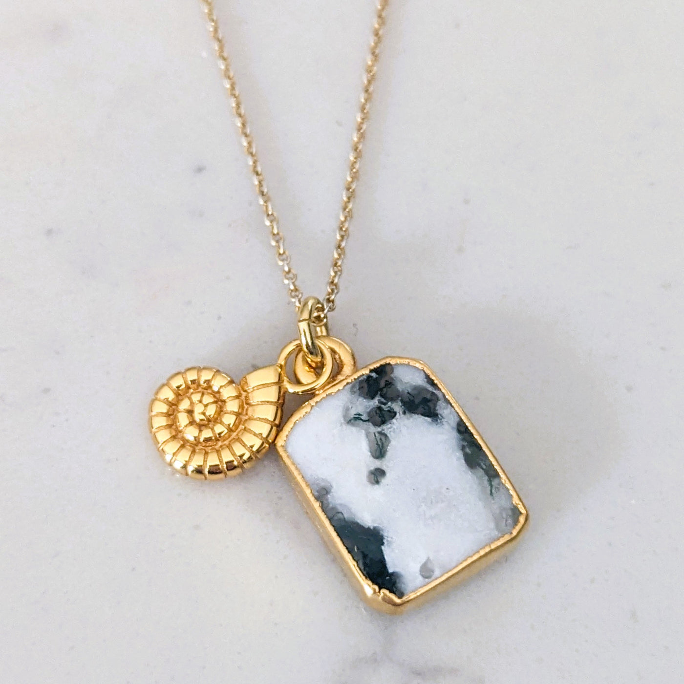 The Duo Tree Agate Necklace - 18ct Gold Plated