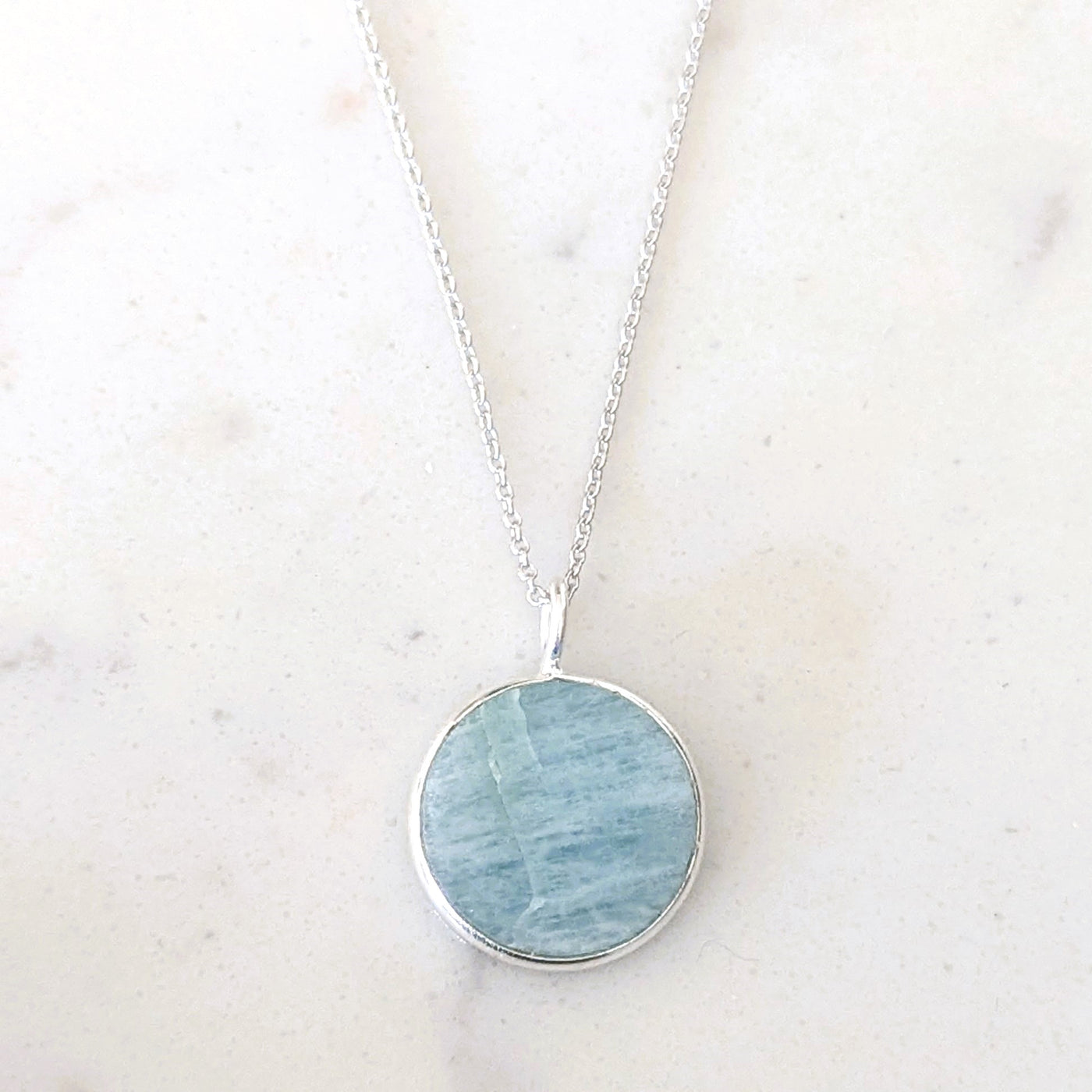 sterling silver aquamarine March birthstone necklace