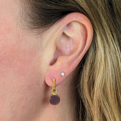 gold ruby July birthstone earrings
