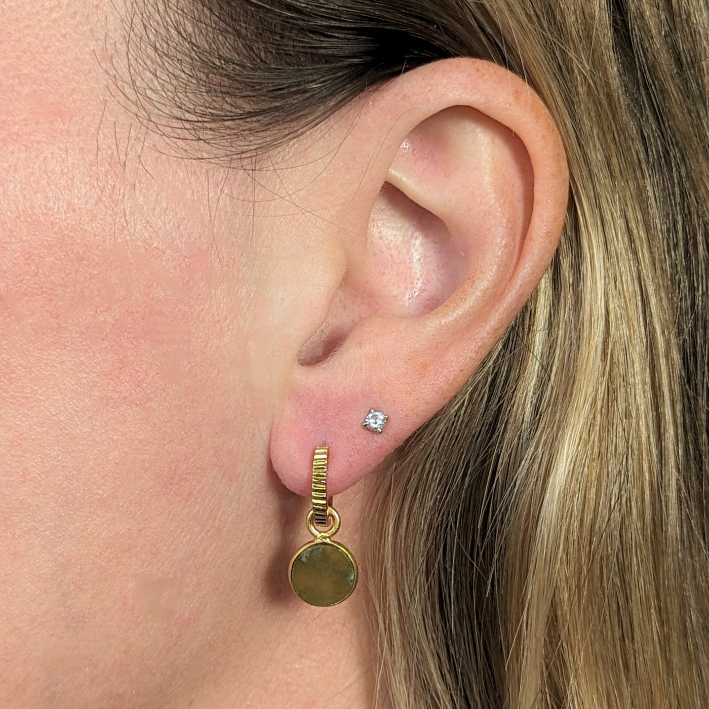 gold peridot August birthstone earrings