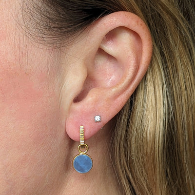 gold blue opal October birthstone earrings
