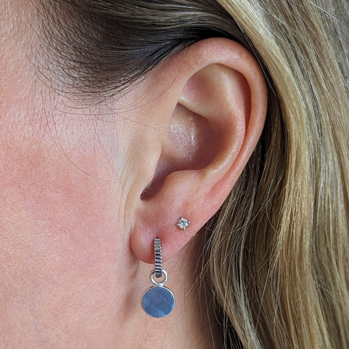 sterling silver blue opal October birthstone earrings
