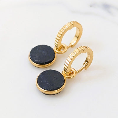 gold sapphire September birthstone earrings