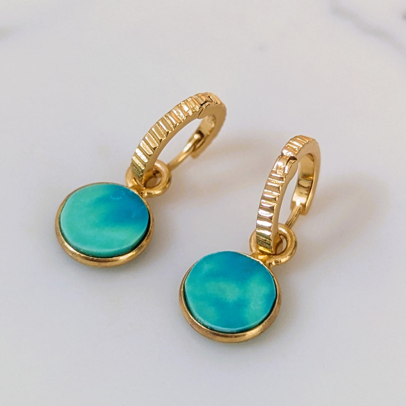 gold turquoise December birthstone earrings