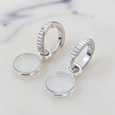 sterling silver clear quartz april birthstone earrings