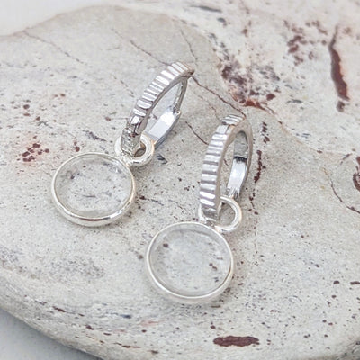 sterling silver clear quartz april birthstone earrings