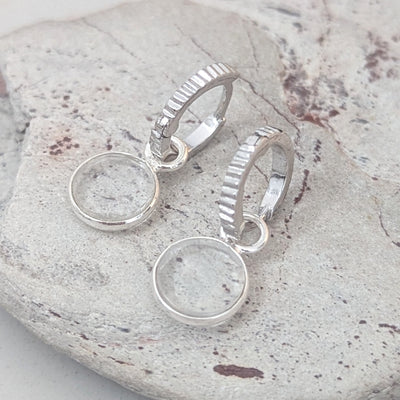 sterling silver clear quartz april birthstone earrings