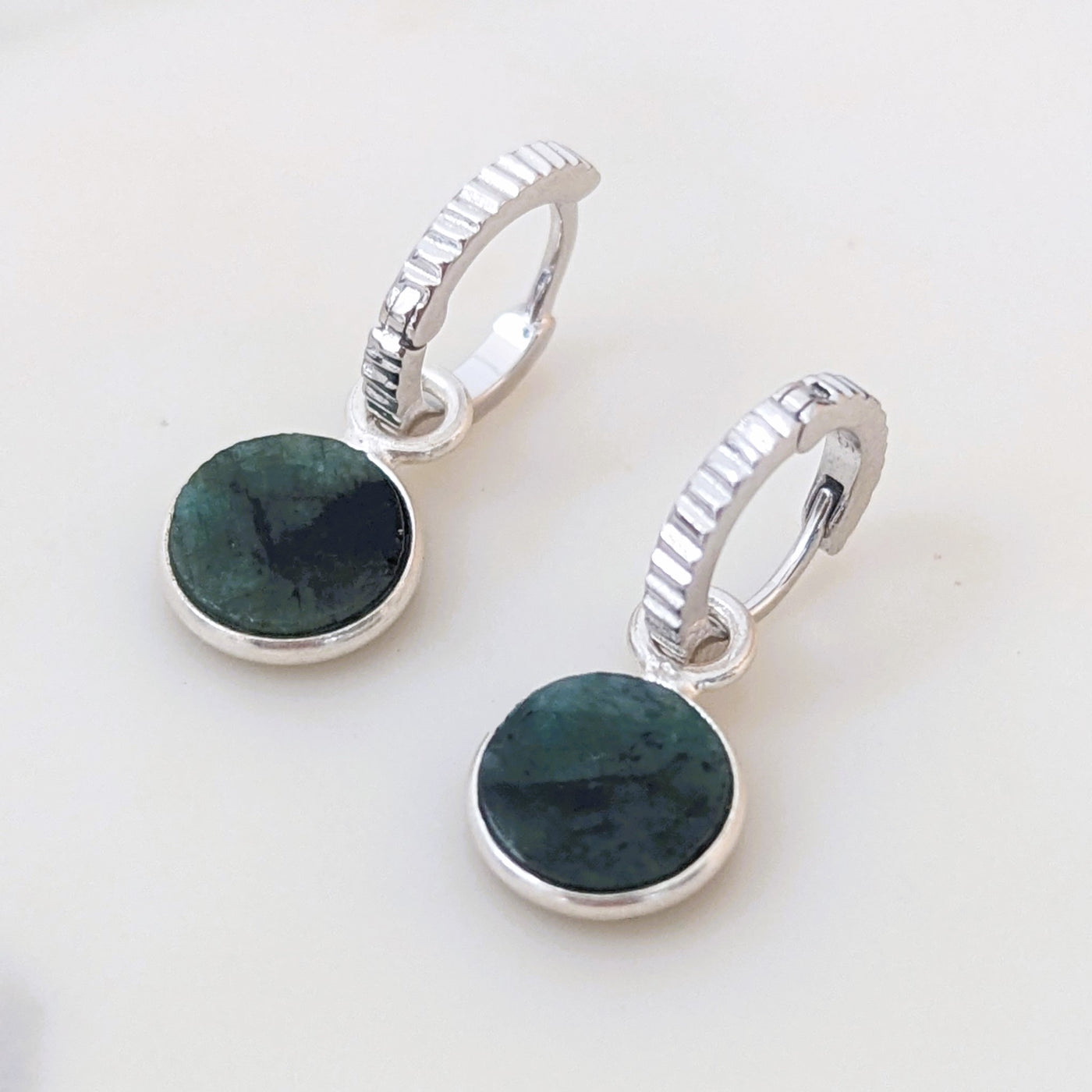 sterling silver Emerald May birthstone earrings