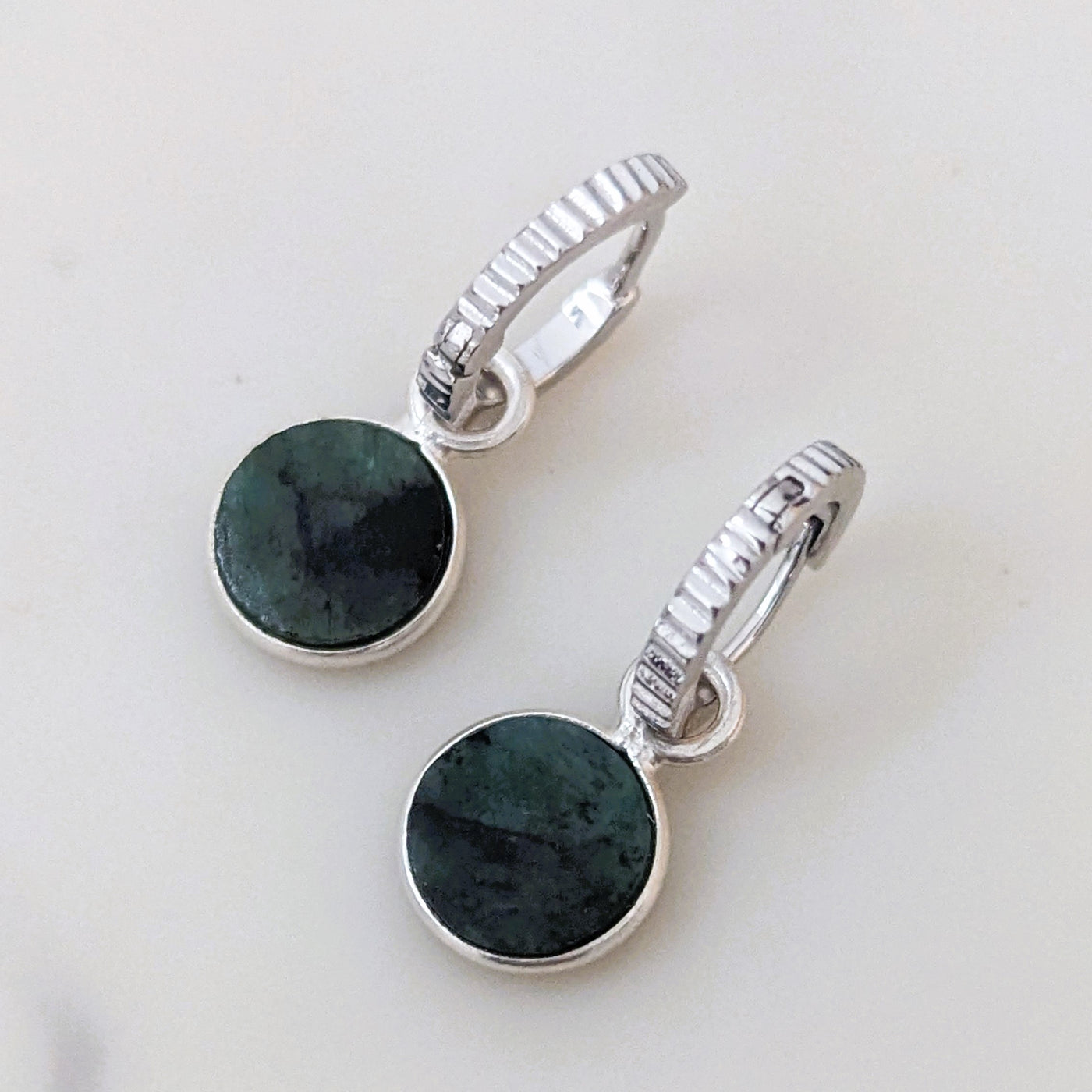 sterling silver Emerald May birthstone earrings