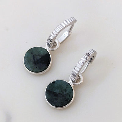 sterling silver Emerald May birthstone earrings