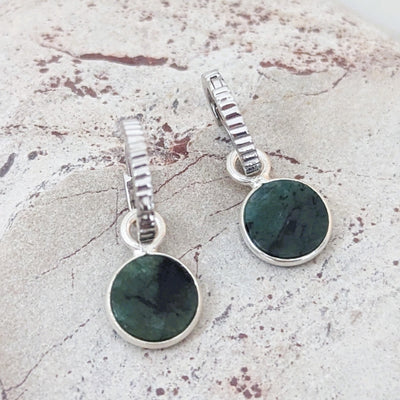 sterling silver Emerald May birthstone earrings