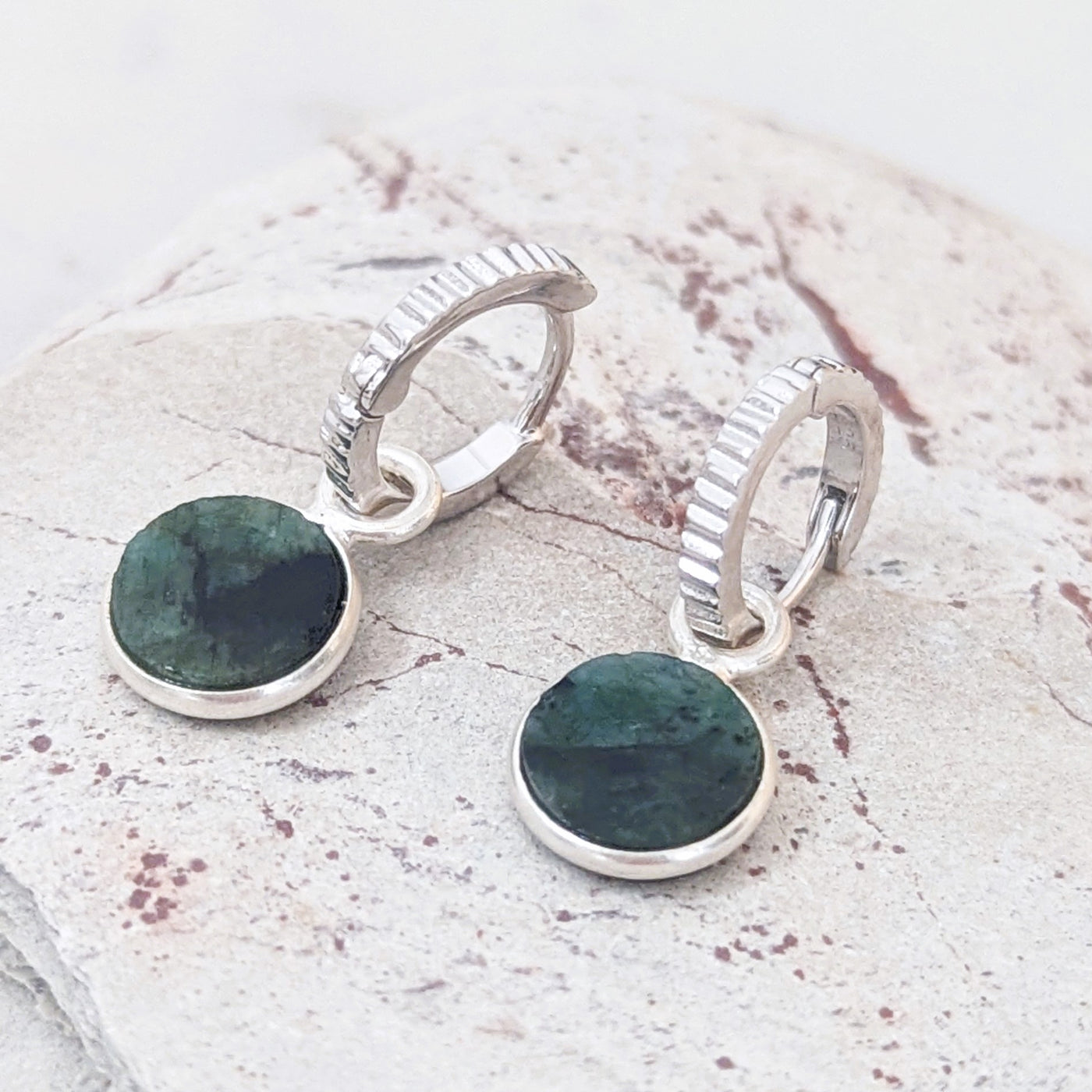 sterling silver Emerald May birthstone earrings