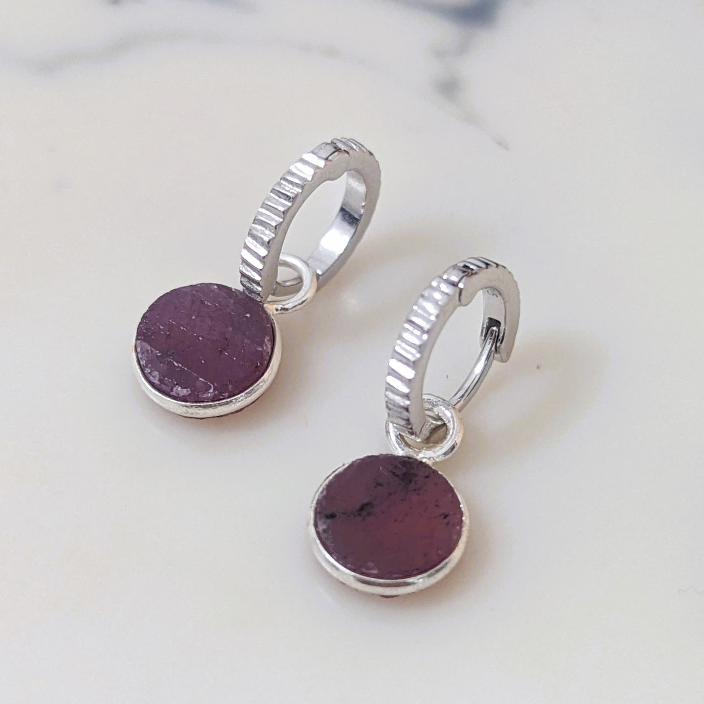 sterling silver ruby July birthstone earrings