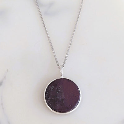 sterling silver ruby July birthstone necklace