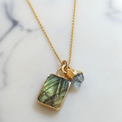 The Duo Labradorite Necklace - 18ct Gold Plated