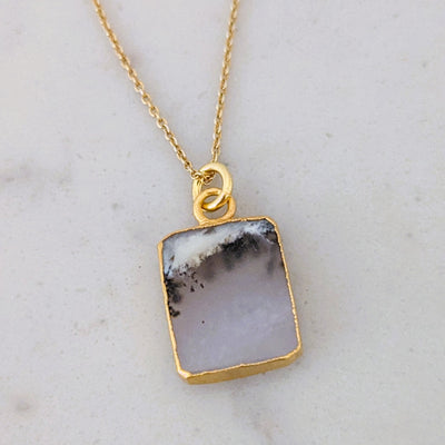 The Rectangle Dendritic Agate Necklace